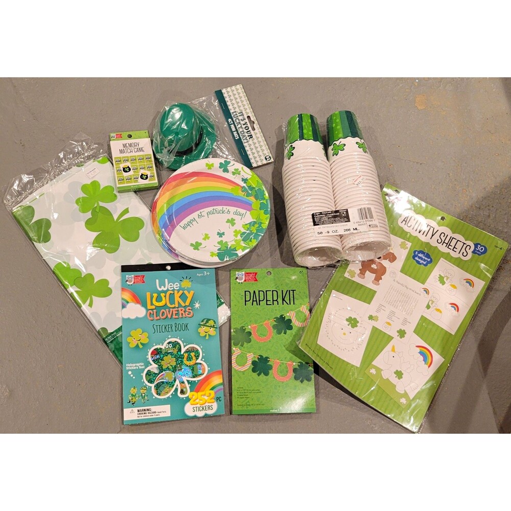 Lot Of New St. Patrick's Day Shamrocks Party Supplies
